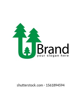 Spruce Letter U Logo. Vector Illustration on white background