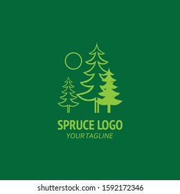 Spruce logo template. green bckground  Vector Illustration 