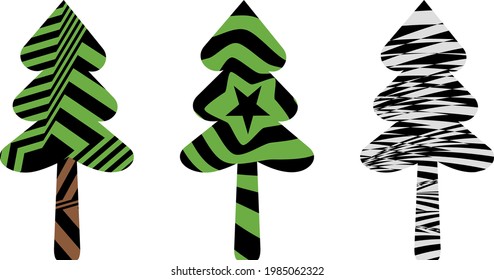spruce on white background modern icons in op art style