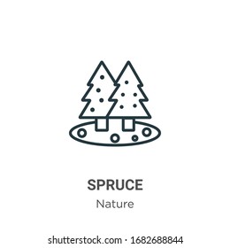 Icono de vector de contorno de pruce. Icono de abeto negro de línea delgada, ilustración de elemento simple vector plano del concepto de naturaleza editable trazo aislado en fondo blanco