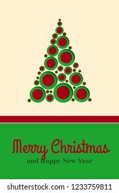 Spruce in paper cut style with text. Christmas and New Year decorative design. Greeting card.
