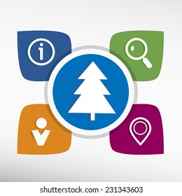 Spruce pine tree icon. Modern Flat style