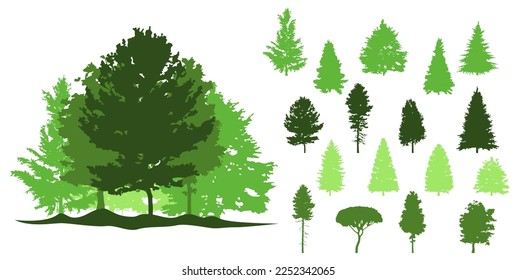 Spruce and Pine tree silhouette collection