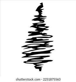 Spruce, pine. Vector sketch drawn by hand. Isolated object on a white background. Template design, clipart, tattoo, logo, sketch, doodles, clipart.