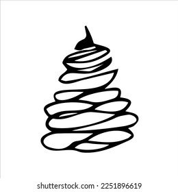 Spruce, pino. Esbozo vectorial dibujado a mano. Objeto aislado sobre un fondo blanco. Diseño de plantilla, clipart, tatuaje, logo, boceto, garabatos, clipart.