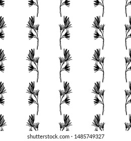 Spruce seamless vector pattern. Black and white colors.