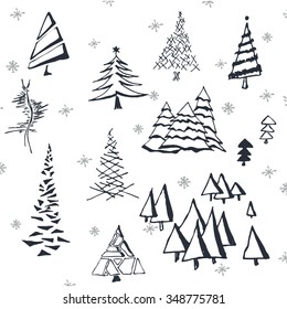 spruce set hand drawn vector