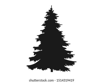 Spruce Silhouette. Christmas Tree. Christmas And New Year Design Element. Isolated Vector Image