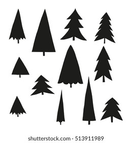 Spruce Silhouettes Isolated On White Background Stock Vector (Royalty ...