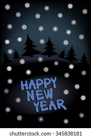 Spruce, snow and Happy new year