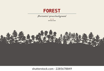 Spruce tree forest background. Spruce tree silhouette