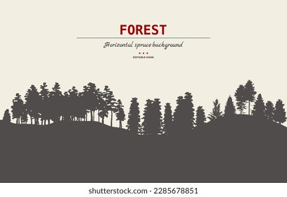 Spruce tree forest background. Spruce tree silhouette