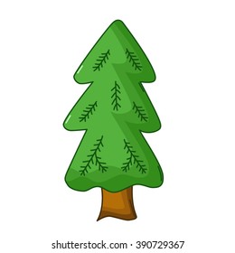 Spruce tree icon in cartoon style isolated on white background