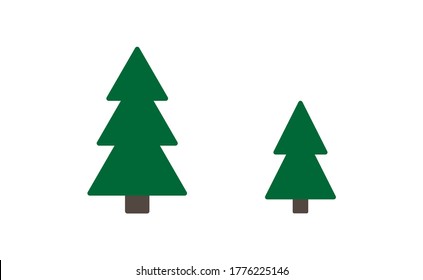 Spruce tree aislado simple conjunto de iconos. Concepto de pino verde en forma plana vectorial.