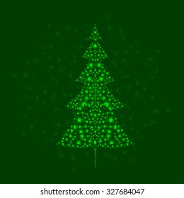 Spruce tree on green background. Vector illustration.