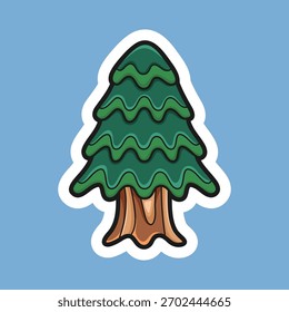 Fichte Baum mit Umriss mit isoliertem Hintergrund Aufkleber Blick