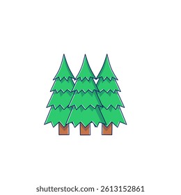 Spruce tree or pine tree. Cartoon Spruce trees flat vector illustration. Nature elements collection