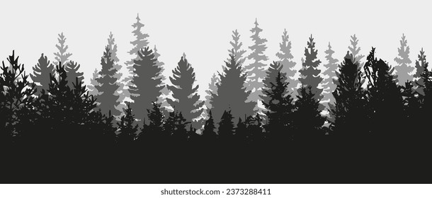 Strauchbaumsilhouette. Pinienwaldsilhouette
