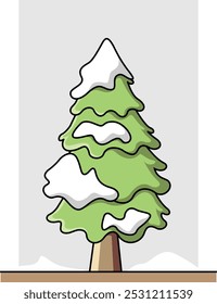 Spruce tree with snow piled on its branches
