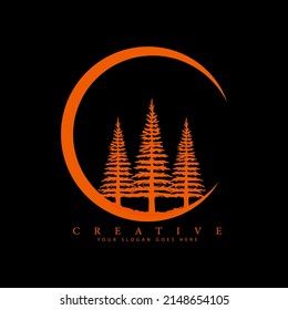 Spruce tree and sunset logo