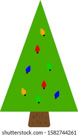 spruce tree with a triangular green top and multi-colored garlands concept of the new year and christmas object on a white background forest tree symbolizing the winter holidays