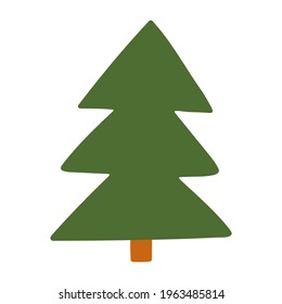 Spruce. Tree Vector hand-drawn illustration in flat style. Isolated element on a white background. Eco and nature and plant images. Ecology and environment protection.