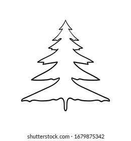 Spruce tree vector illustration/ Coloring book element