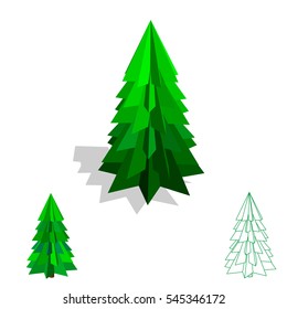Spruce tree.Isolated on white background.3d Vector illustration. 