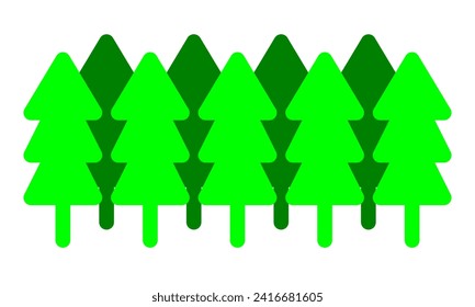 Spruce trees silhouette flat style