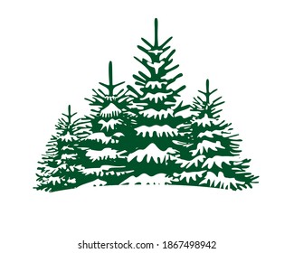 Spruce Trees. Winter season design elements and simply pictogram. Isolated vector Christmas Tree Icons and Illustration.