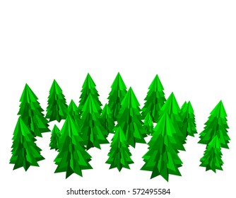 Spruce trees.Isolated on white background.3d Vector illustration.