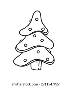Spruce Vector Christmas Tree Illustration Doodle Isolated on White background Concept of Christmas and Santa