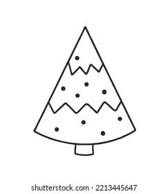 Spruce Vector Christmas Tree Illustration Doodle Isolated on White background Concept of Christmas 