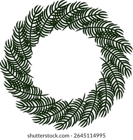 Spruce wreath Frame circle round template. Vector graphic line ink illustration. design for fashion graphics, textile prints, fabrics, wallpapers. for bedsheets, pajamas, wrapping papers.