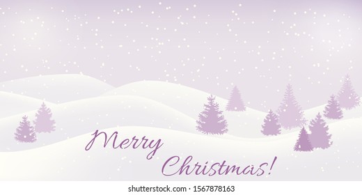 Spruces in beautiful style on light background. Holiday winter landscape. Retro christmas light card. Decorative vector illustration. Silhouette vector illustration. Merry christmas card illustration