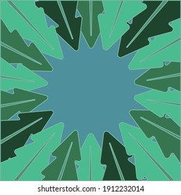 Spruces in a circle on a gray-blue background