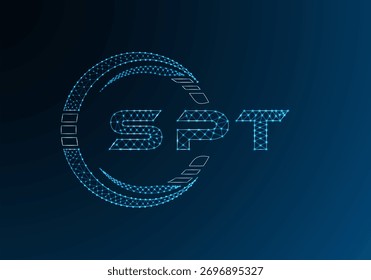 Diseño de Vector de logotipo de letra polivinílica baja SPT. Diseño de logotipo de poliéster inferior SPT. Logotipo de poliéster bajo.