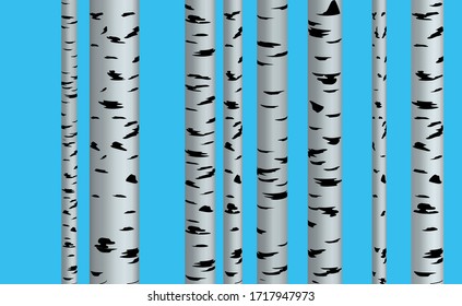 Spting illustration. Shape of birch, white and black on the background in paper style with shadows and 3d. Vector.