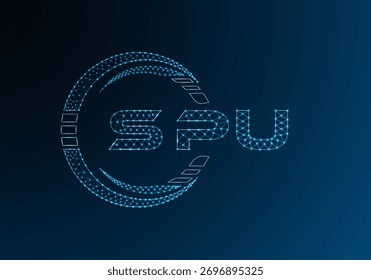 SPU diseño de Vector de logotipo de letra polivinílica baja. SPU diseño de logotipo de poliéster inferior. Logotipo de poliéster bajo.