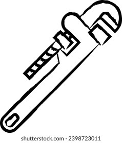 Spud Wrench hand drawn vector illustration