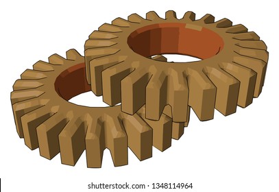 Spur gears have high power transmission efficiency they are compact and easy to handle It can be used to increase or decrease the torque power of a given object vector color drawing or illustration