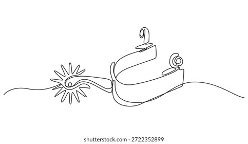 Spur Icons continuous line art drawing style vector illustration,Spur Icon, Cowboy Accessory Icon Flat Graphic Design,