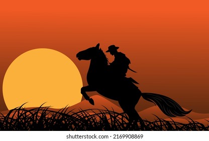 spurring horses under the setting sun