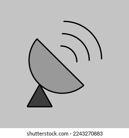 Sputnik antenna vector isolated grayscale icon. Navigation sign. Graph symbol for travel and tourism web site and apps design, logo, app, UI