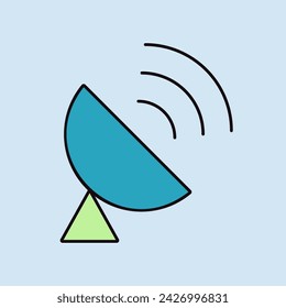 Sputnik antenna vector isolated icon. Navigation sign. Graph symbol for travel and tourism web site and apps design, logo, app, UI