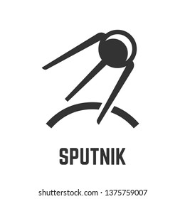 Sputnik or artificial satellite glyph icon with first Soviet Union elementary spacecraft sign.