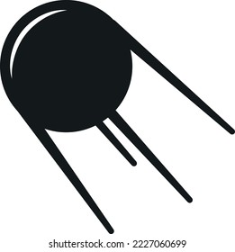 Sputnik black icon. Soviet space satellite symbol
