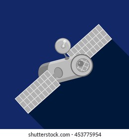 Sputnik, earth satellite in space , flat icon. Vector design