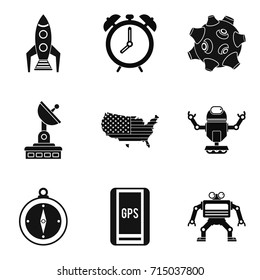 Sputnik icons set. Simple set of 9 sputnik vector icons for web isolated on white background