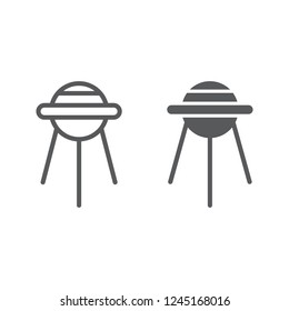 Sputnik line and glyph icon, space and shuttle, satellite sign, vector graphics, a linear pattern on a white background, eps 10.
